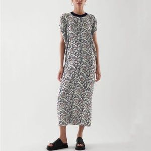 COS GATHERED MAXI DRESS size 36 or small US in purple blue green.